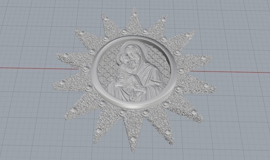 Pendant sun with icon N011036 3D print model_2