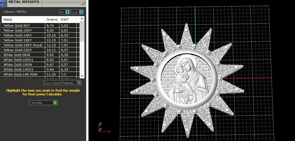 Pendant sun with icon N011036 3D print model_7