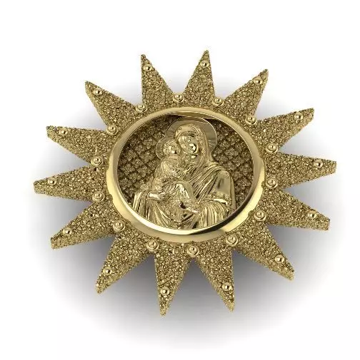 Pendant sun with icon N011036 3D print model_0