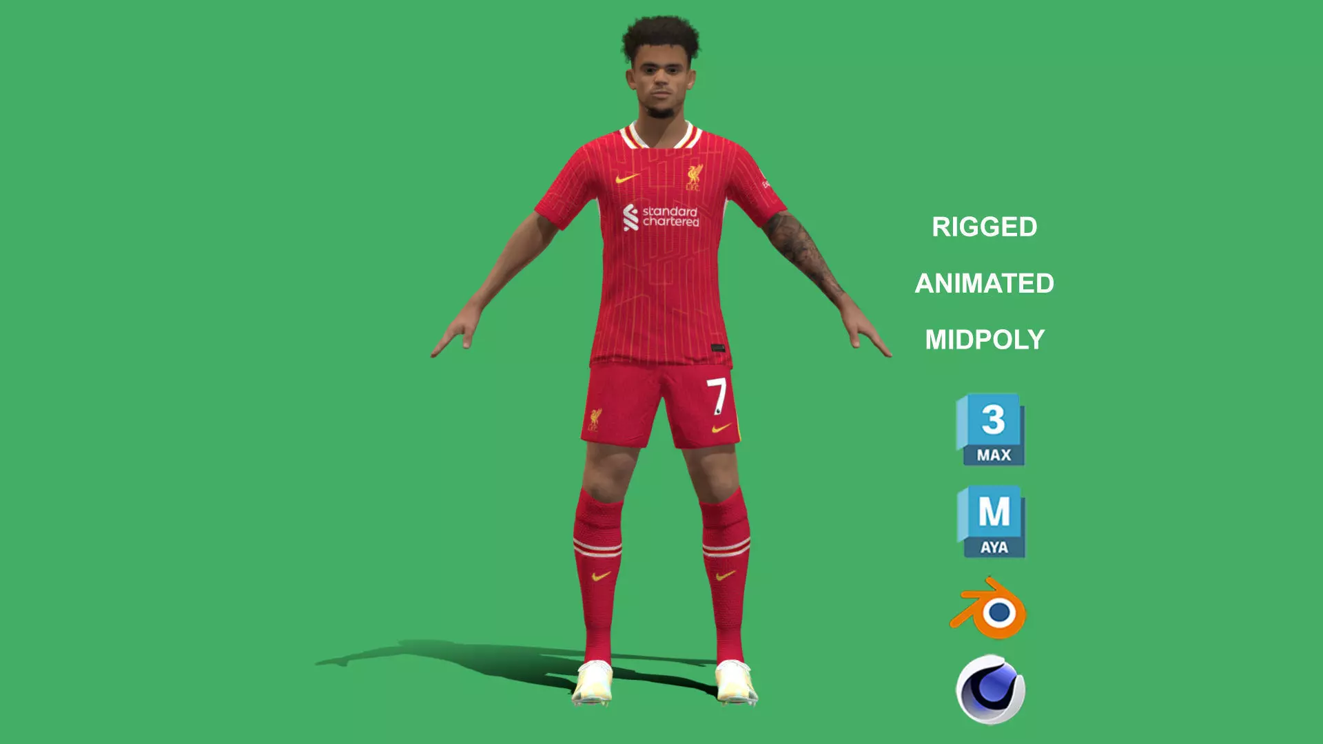 3D Rigged Luis Diaz Liverpool 2025 3D model