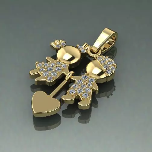 Pendant boy and girl N012532 3D print model