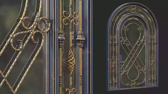 Forged Iron Gate 01 - PBR - 4k - Unwrapped 3D model