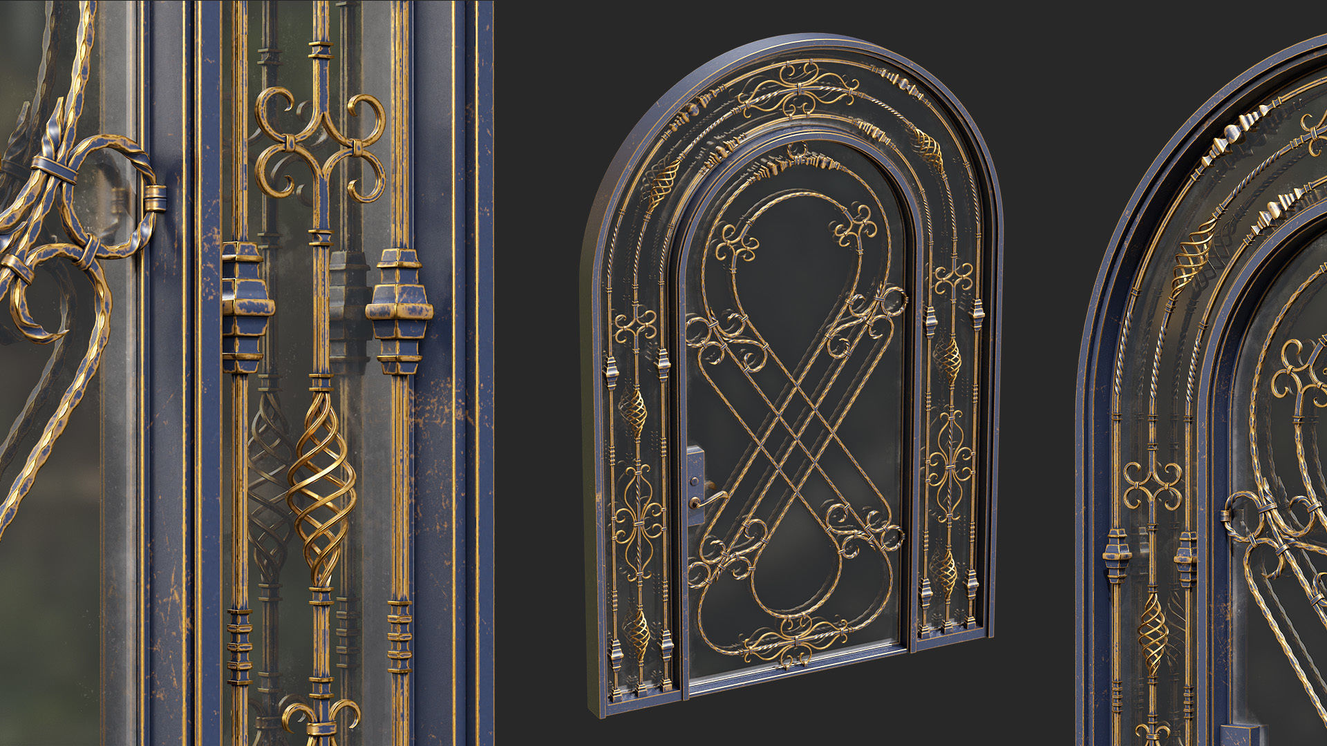 Forged Iron Gate 01 - PBR - 4k - Unwrapped 3D model_3
