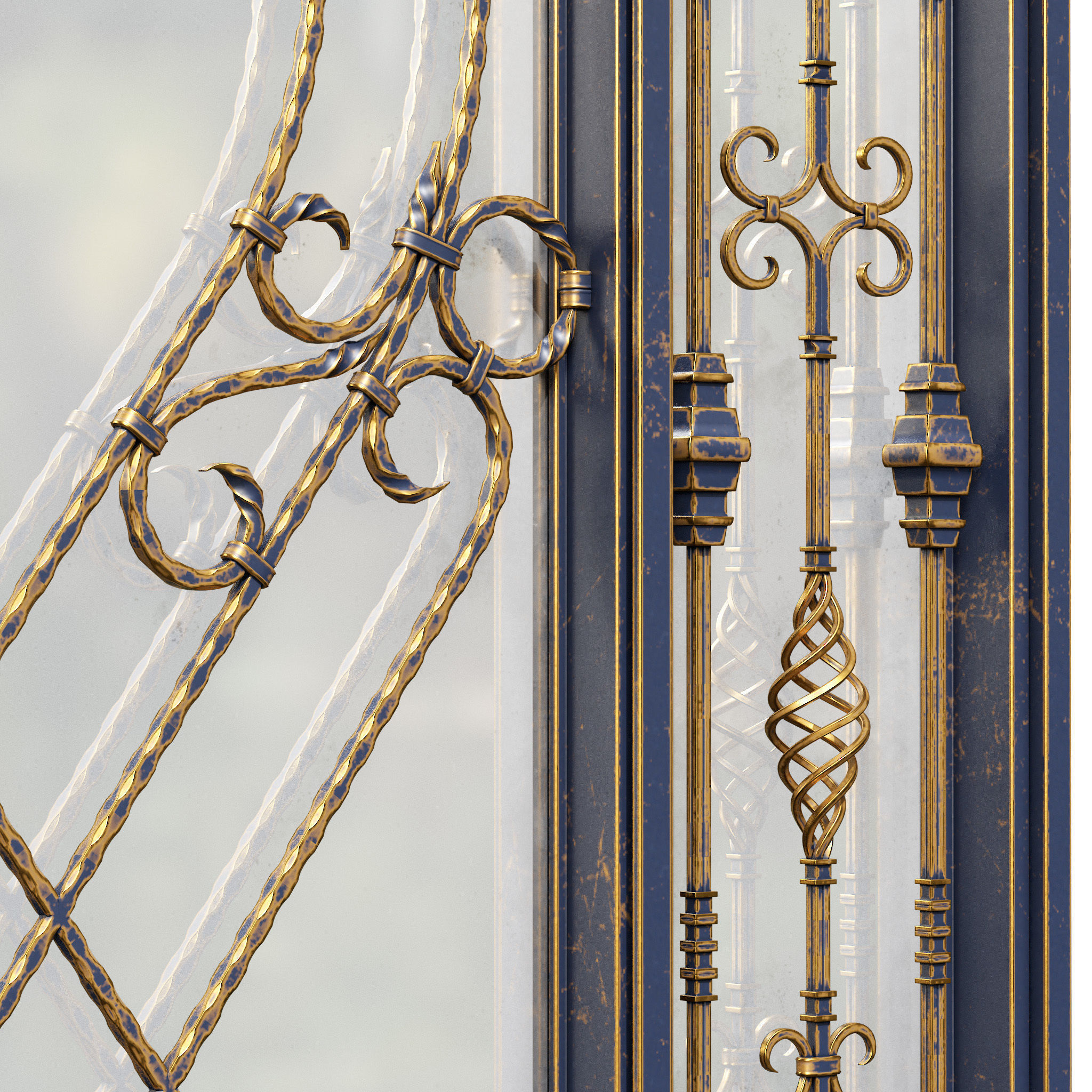 Forged Iron Gate 01 - PBR - 4k - Unwrapped 3D model_9