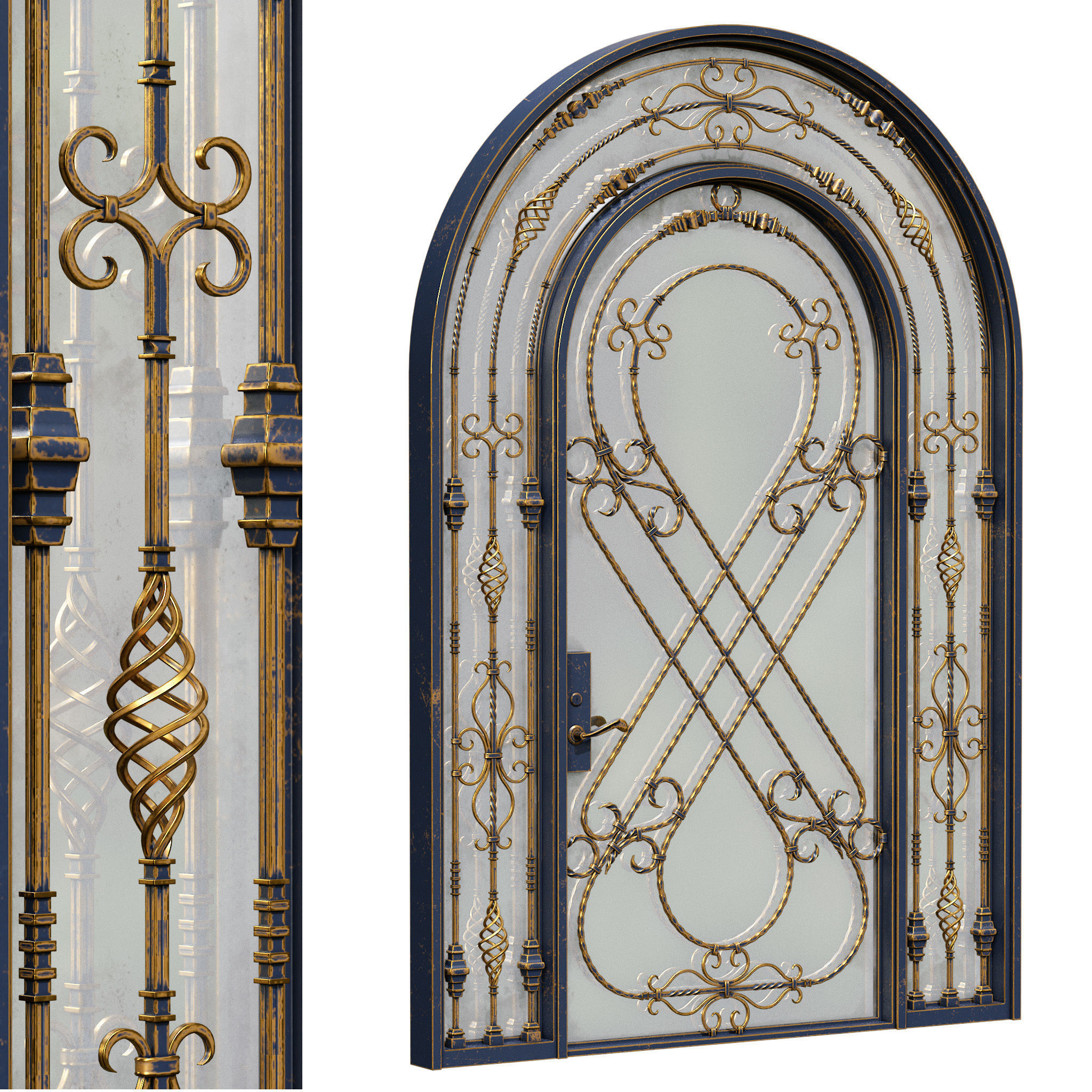 Forged Iron Gate 01 - PBR - 4k - Unwrapped 3D model_6