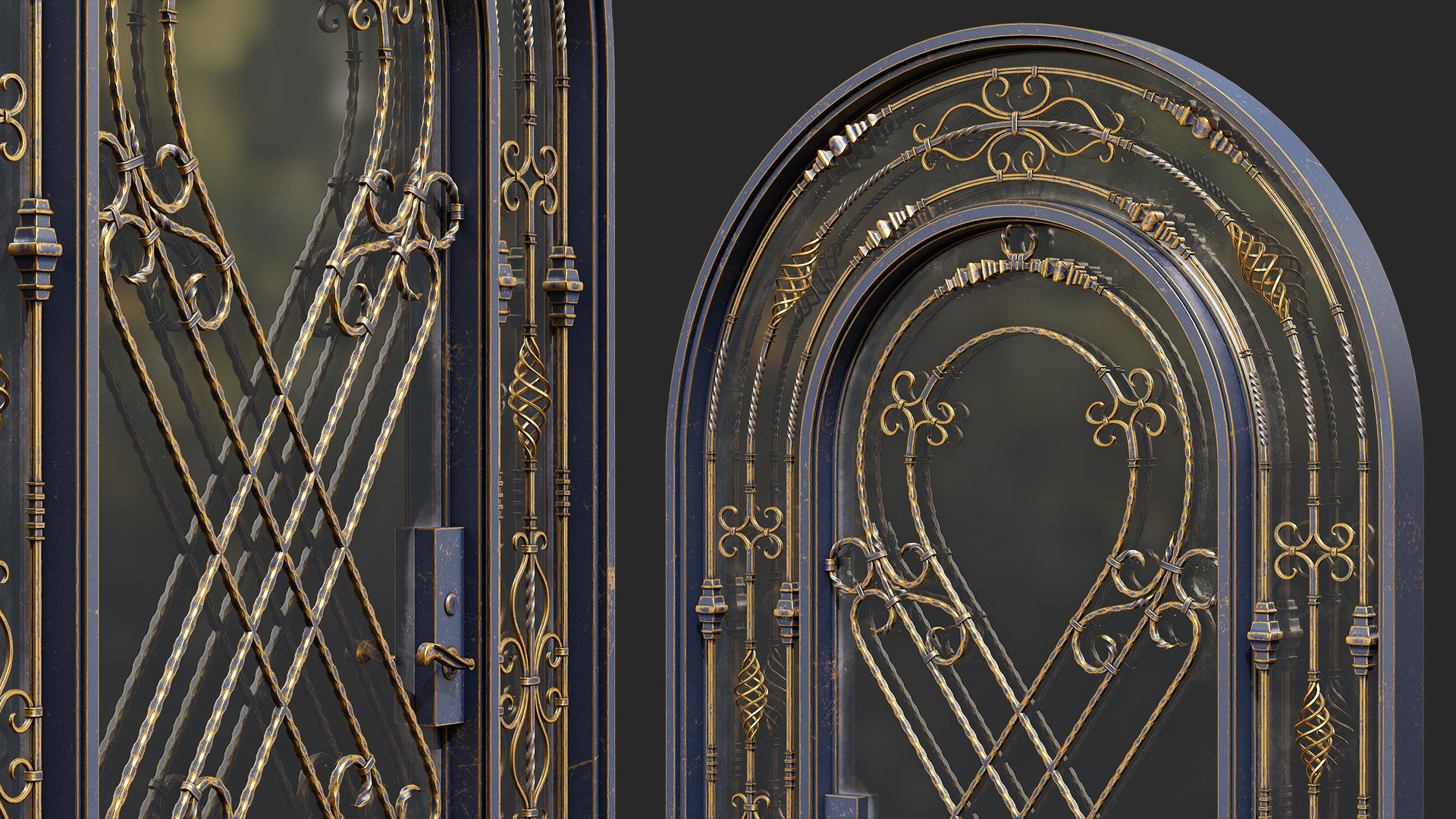 Forged Iron Gate 01 - PBR - 4k - Unwrapped 3D model_4