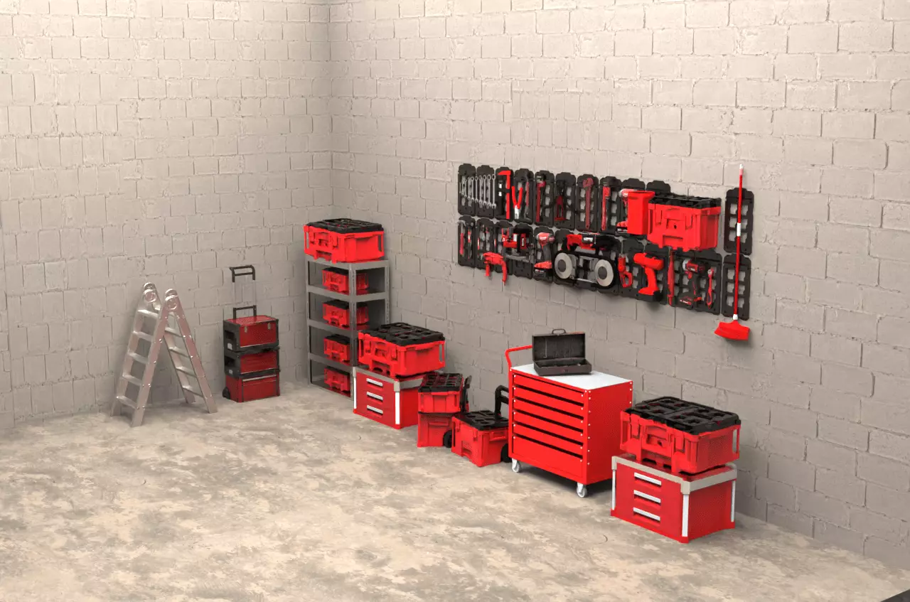 Milwaukee Power Tools and Storage System 3D model_0