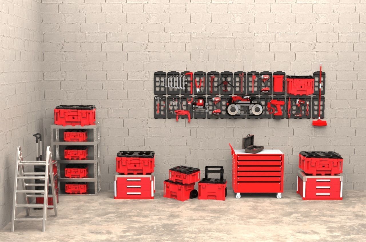 Milwaukee Power Tools and Storage System 3D model_3