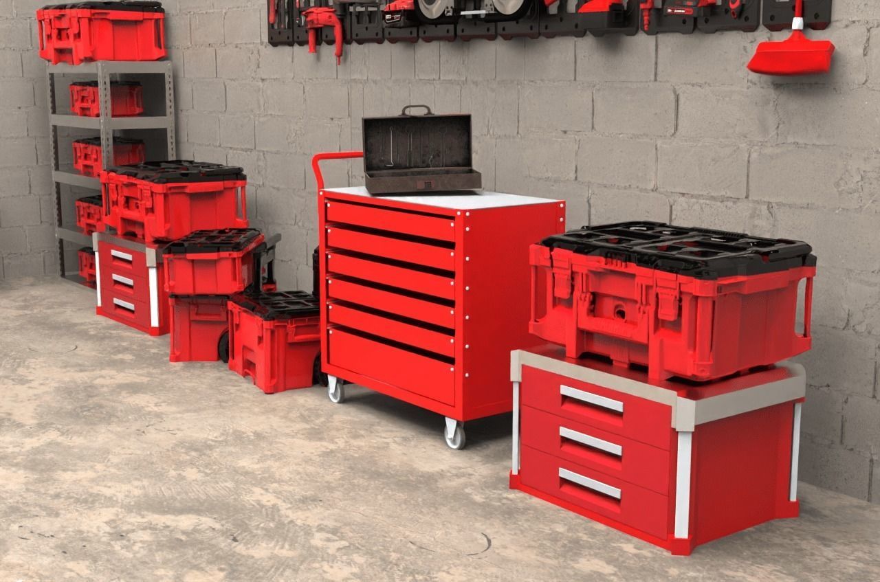 Milwaukee Power Tools and Storage System 3D model_1
