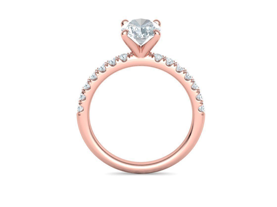 9x7 Oval Stone Solitaire Ring 3DPRINT MODEL french pave setting  3D print model_19