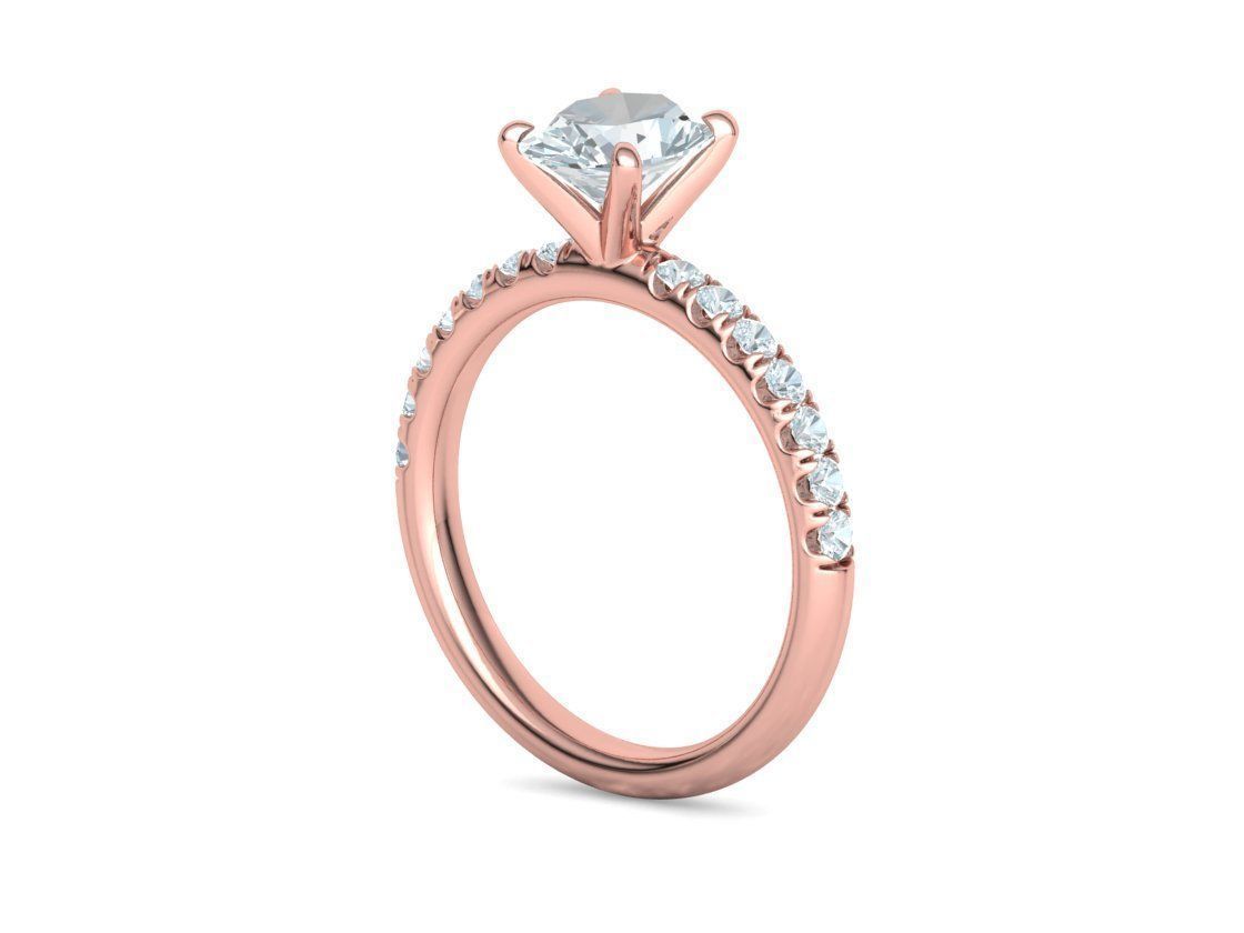 9x7 Oval Stone Solitaire Ring 3DPRINT MODEL french pave setting  3D print model_21