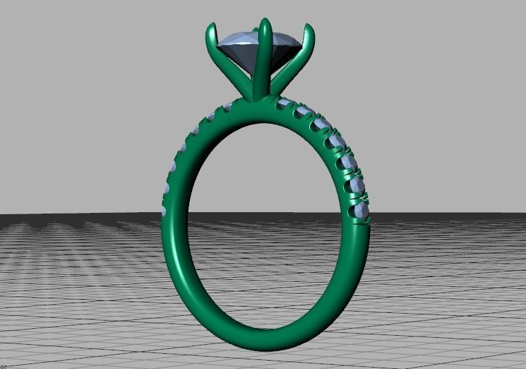 9x7 Oval Stone Solitaire Ring 3DPRINT MODEL french pave setting  3D print model_43