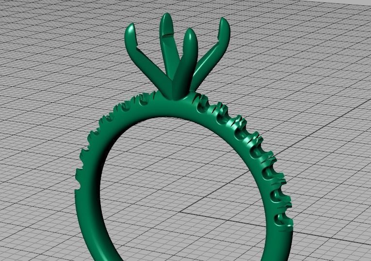 9x7 Oval Stone Solitaire Ring 3DPRINT MODEL french pave setting  3D print model_6