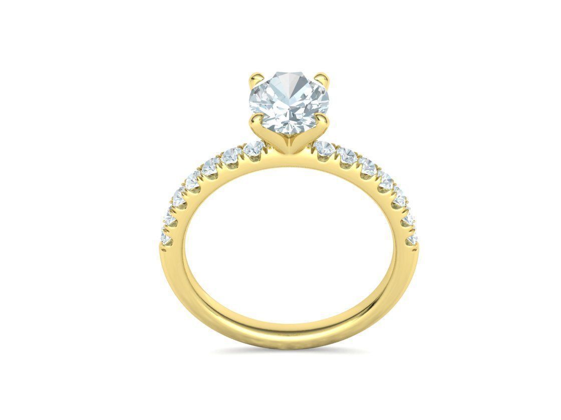 9x7 Oval Stone Solitaire Ring 3DPRINT MODEL french pave setting  3D print model_17