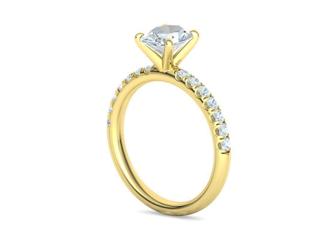 9x7 Oval Stone Solitaire Ring 3DPRINT MODEL french pave setting  3D print model_22