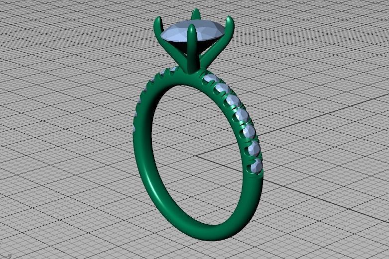 9x7 Oval Stone Solitaire Ring 3DPRINT MODEL french pave setting  3D print model_41