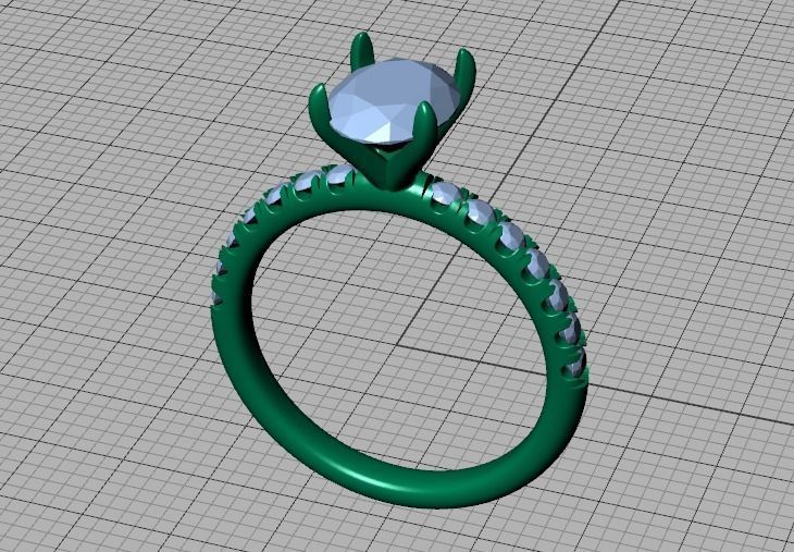 9x7 Oval Stone Solitaire Ring 3DPRINT MODEL french pave setting  3D print model_42