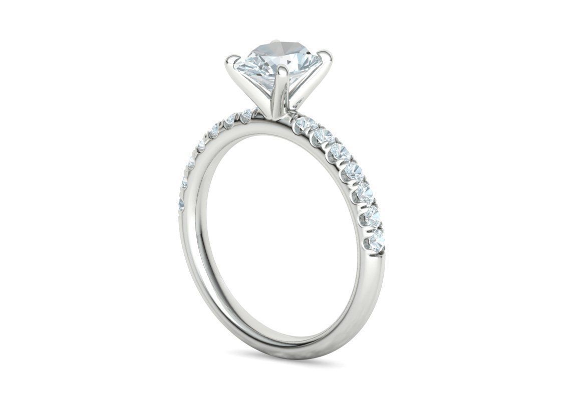 9x7 Oval Stone Solitaire Ring 3DPRINT MODEL french pave setting  3D print model_23