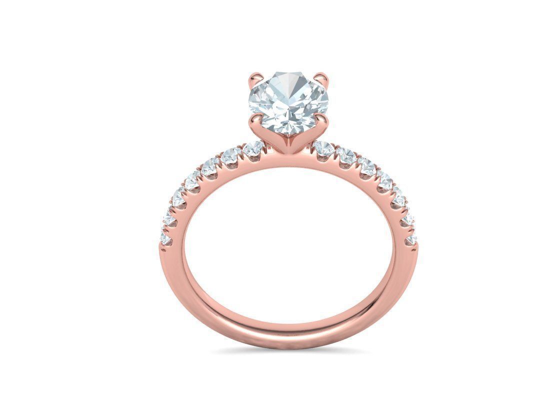 9x7 Oval Stone Solitaire Ring 3DPRINT MODEL french pave setting  3D print model_16