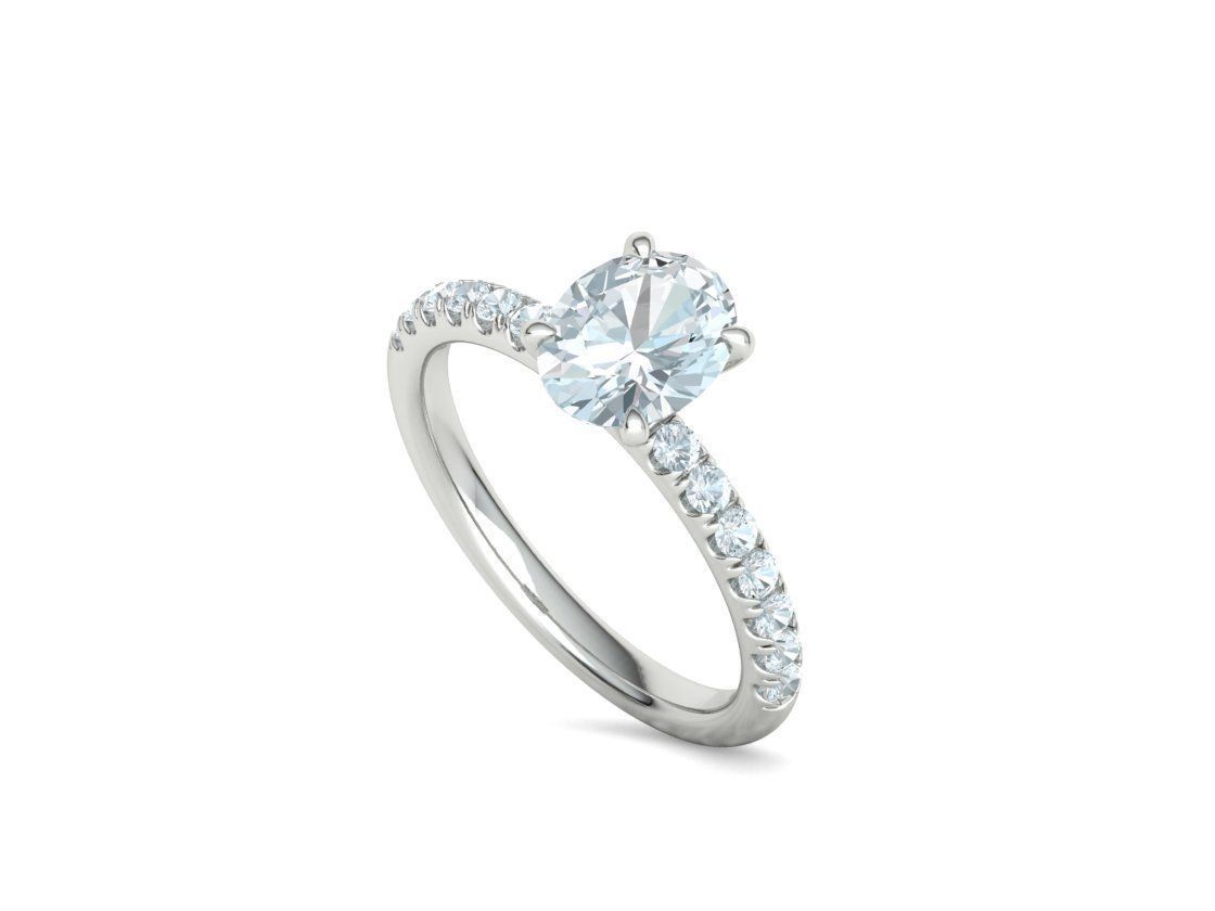 9x7 Oval Stone Solitaire Ring 3DPRINT MODEL french pave setting  3D print model_32