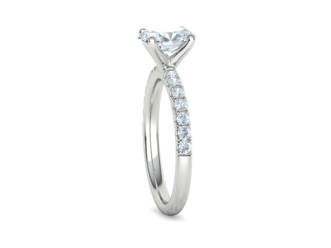 9x7 Oval Stone Solitaire Ring 3DPRINT MODEL french pave setting  3D print model_26