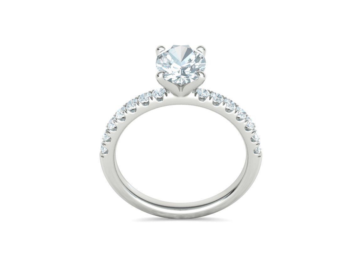 9x7 Oval Stone Solitaire Ring 3DPRINT MODEL french pave setting  3D print model_18