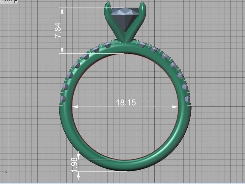 9x7 Oval Stone Solitaire Ring 3DPRINT MODEL french pave setting  3D print model_37