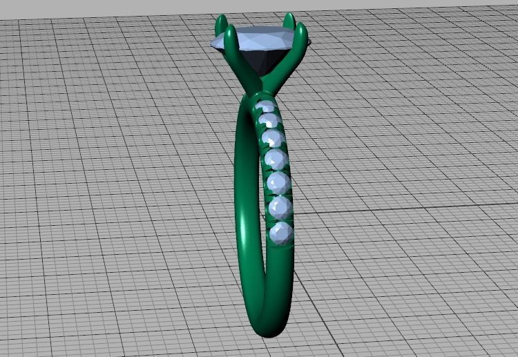 9x7 Oval Stone Solitaire Ring 3DPRINT MODEL french pave setting  3D print model_40