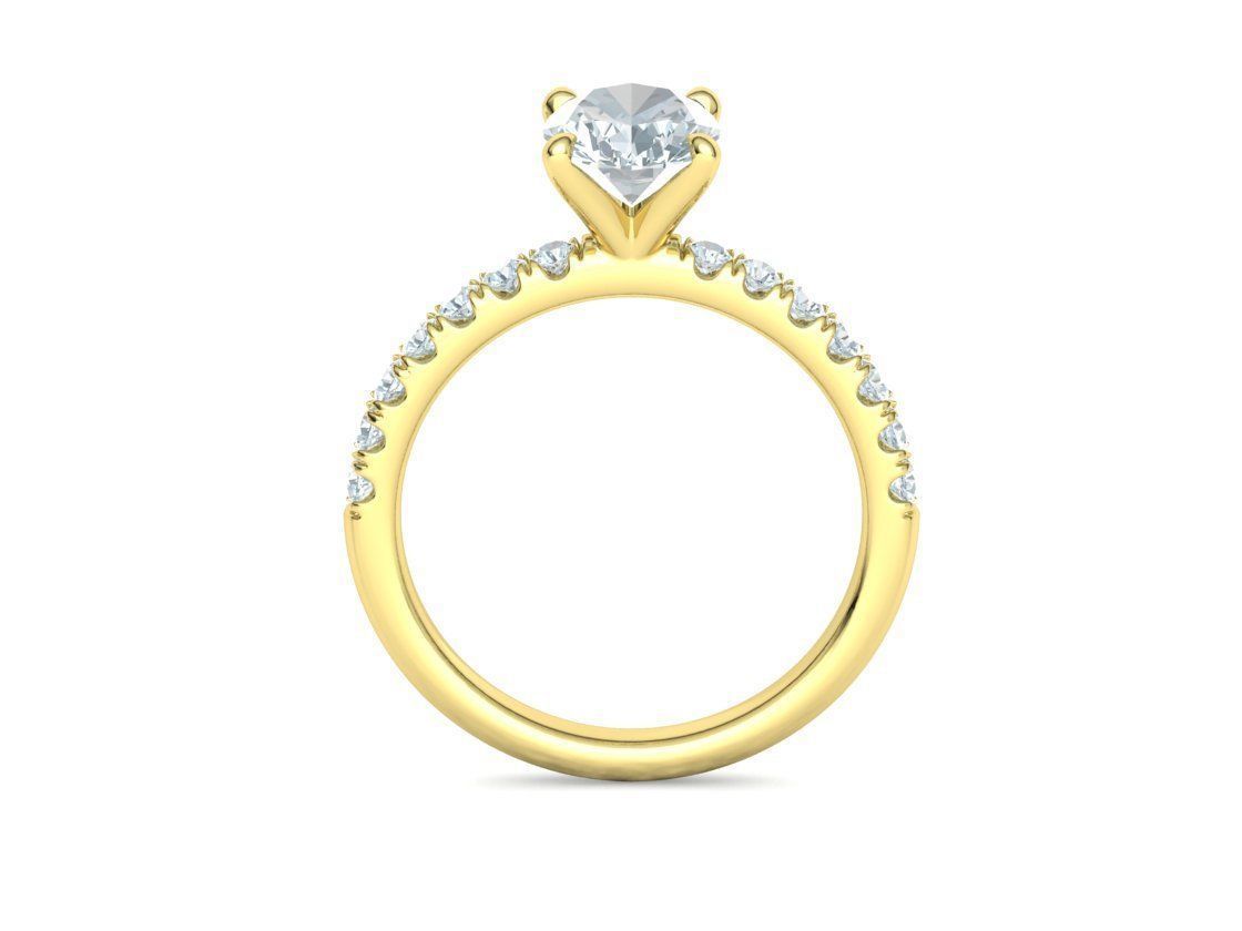 9x7 Oval Stone Solitaire Ring 3DPRINT MODEL french pave setting  3D print model_20