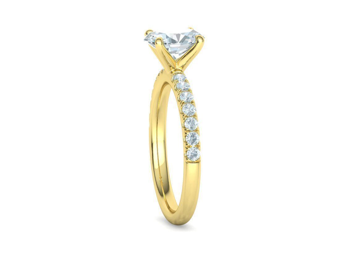 9x7 Oval Stone Solitaire Ring 3DPRINT MODEL french pave setting  3D print model_25