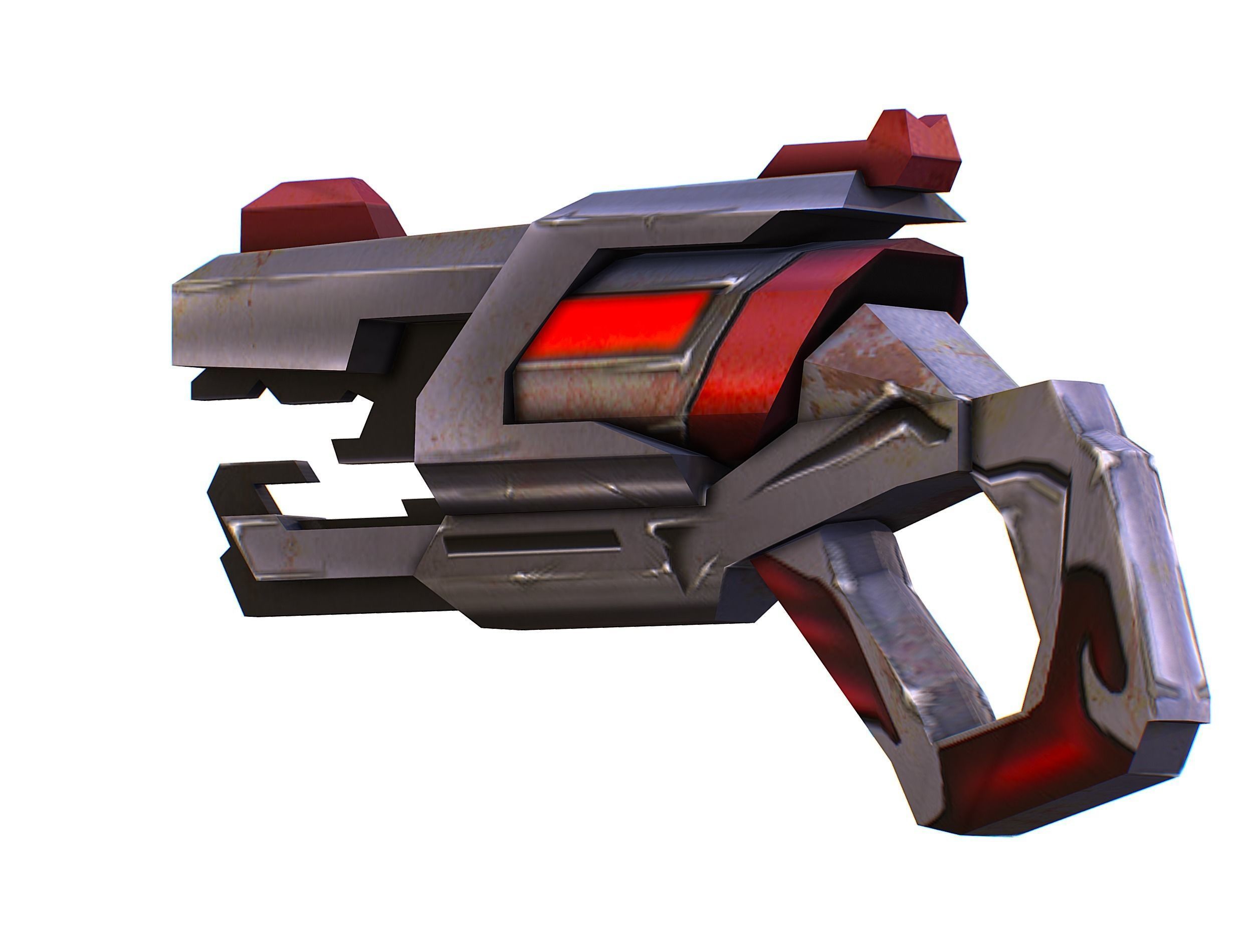 Cartoon Gun Blaster Barrel Nagan Nuff Pistol Revolver Cannon Low-poly 3D model_15