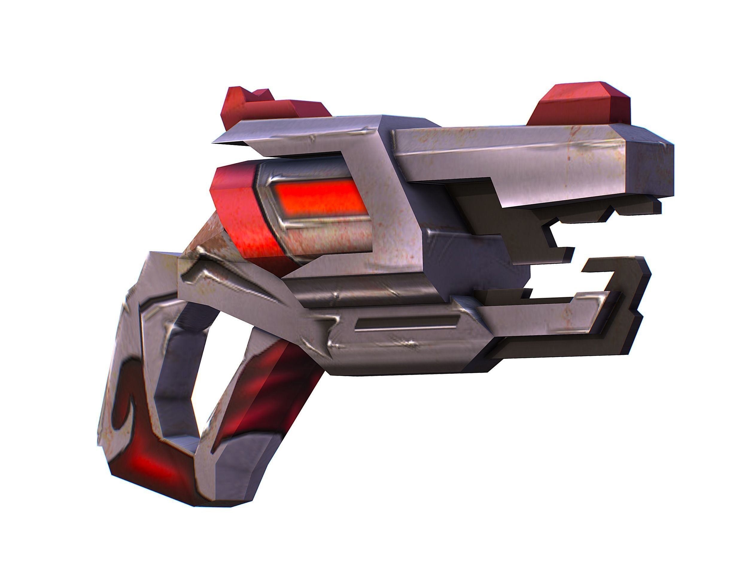 Cartoon Gun Blaster Barrel Nagan Nuff Pistol Revolver Cannon Low-poly 3D model_31