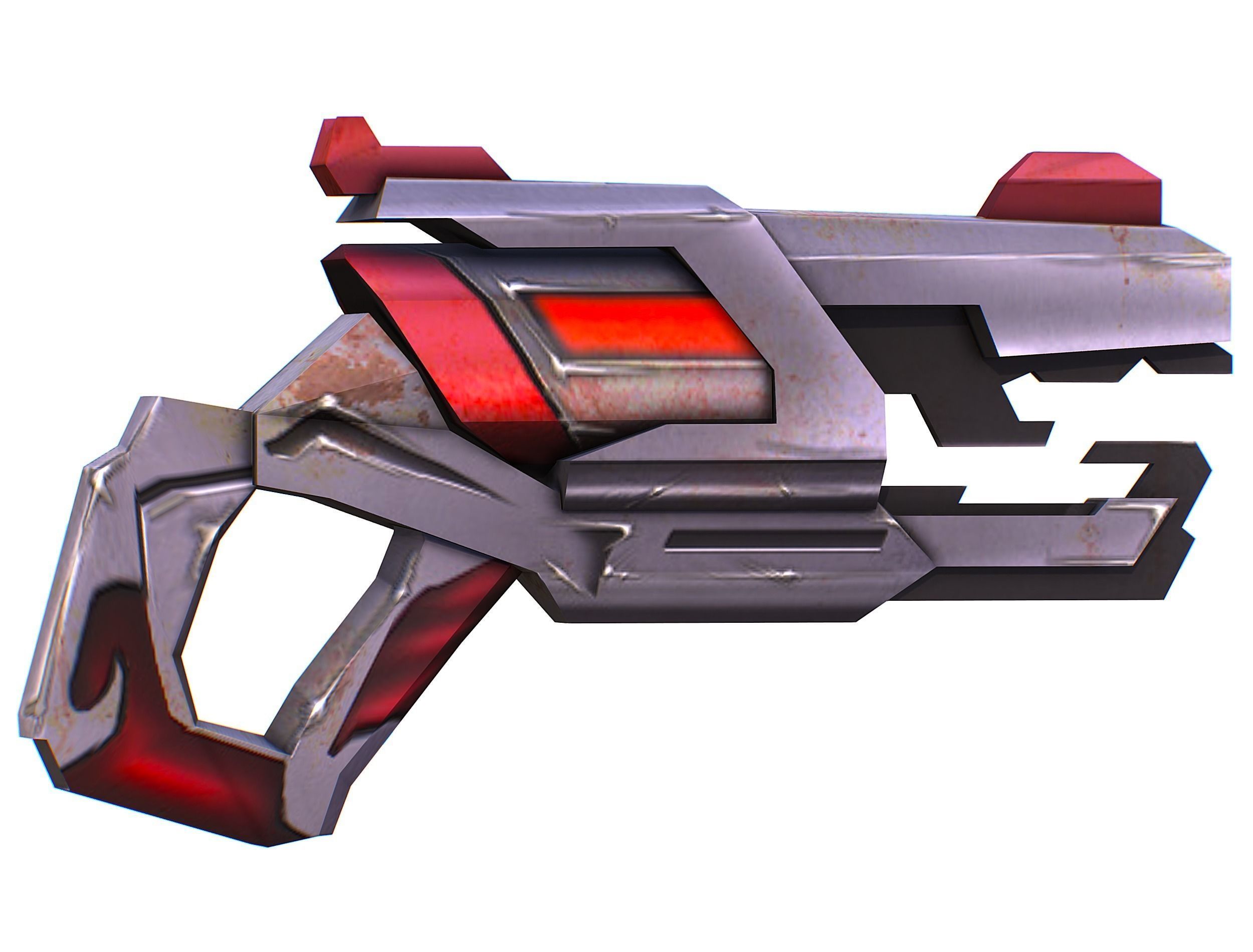 Cartoon Gun Blaster Barrel Nagan Nuff Pistol Revolver Cannon Low-poly 3D model_3