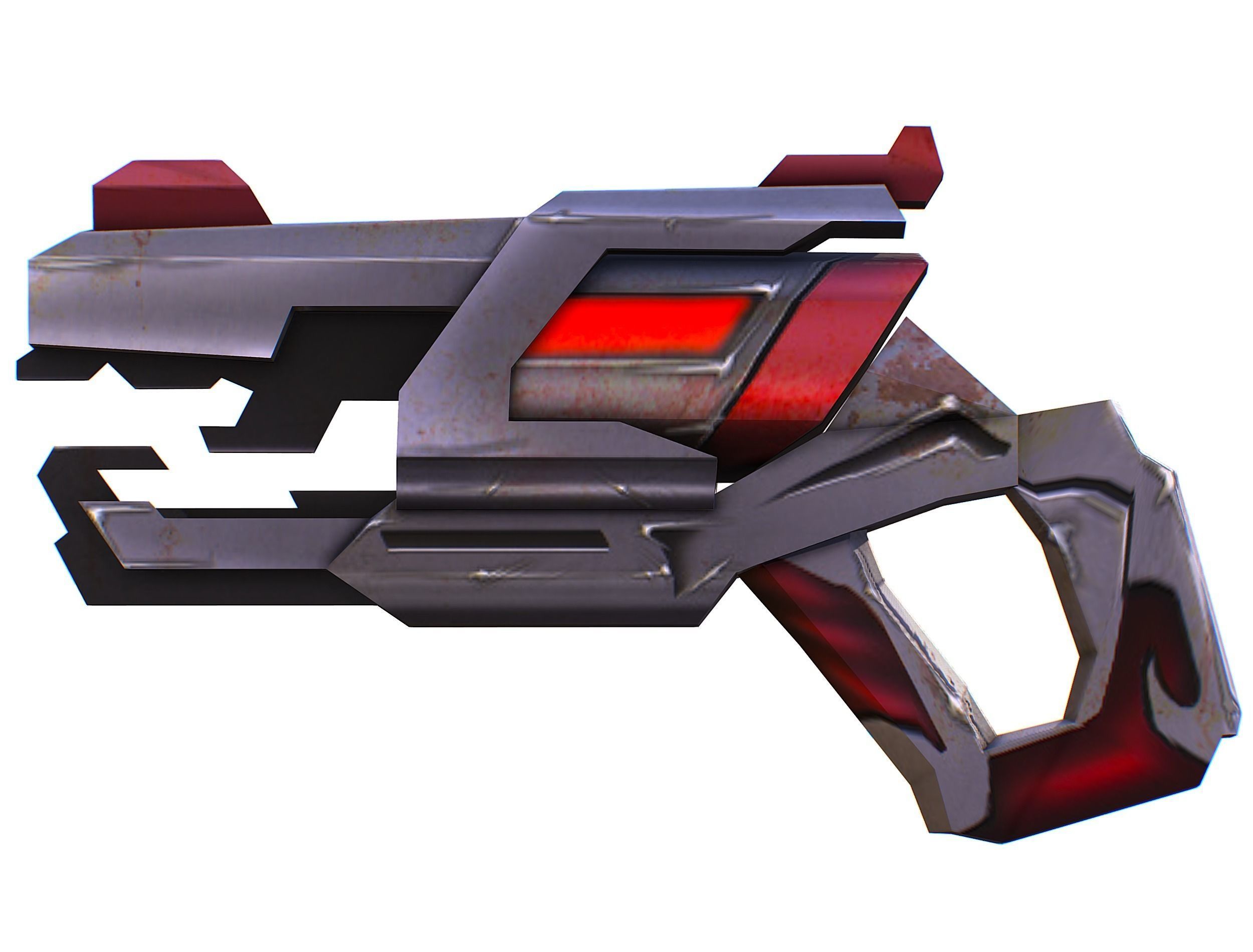 Cartoon Gun Blaster Barrel Nagan Nuff Pistol Revolver Cannon Low-poly 3D model_18