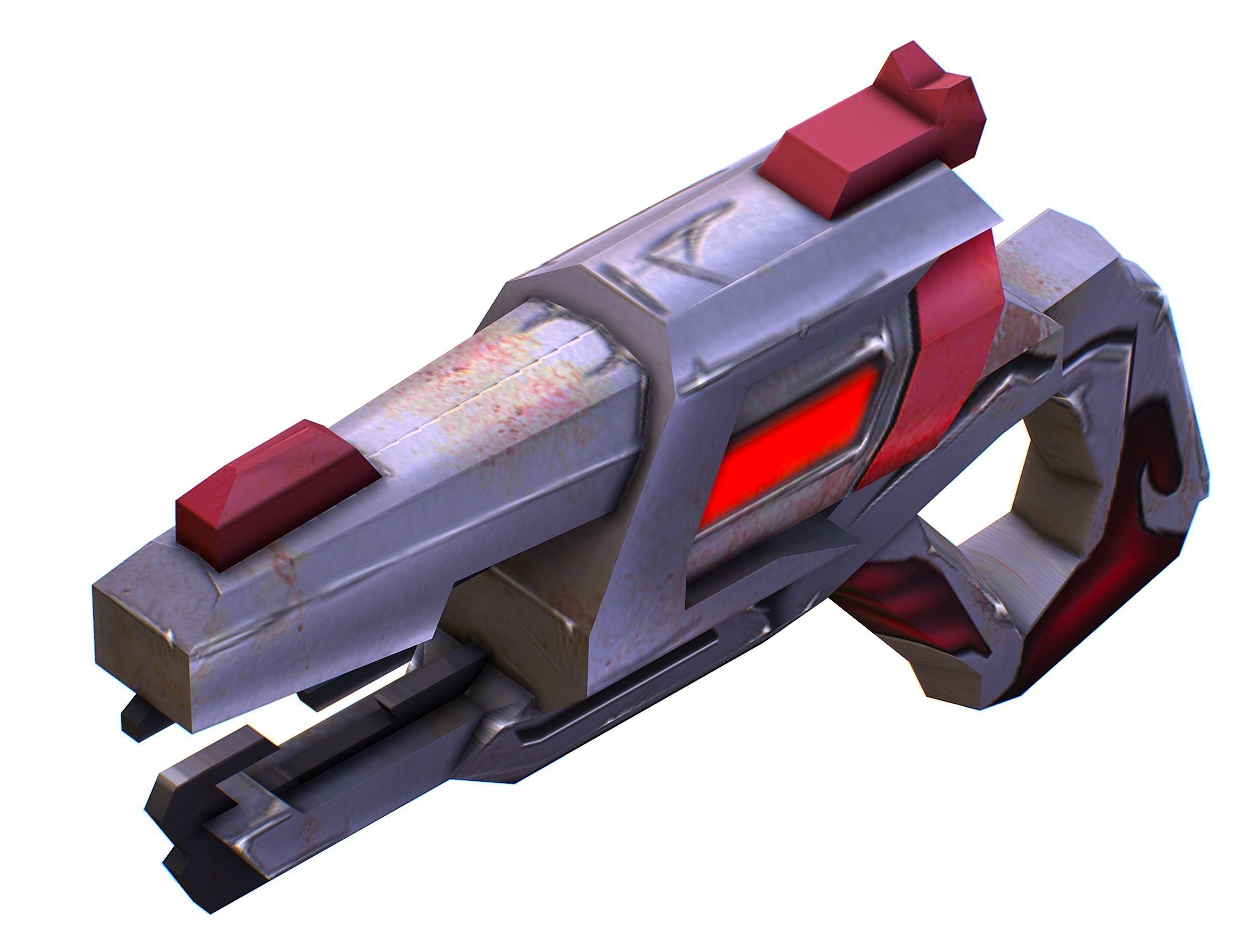 Cartoon Gun Blaster Barrel Nagan Nuff Pistol Revolver Cannon Low-poly 3D model_33