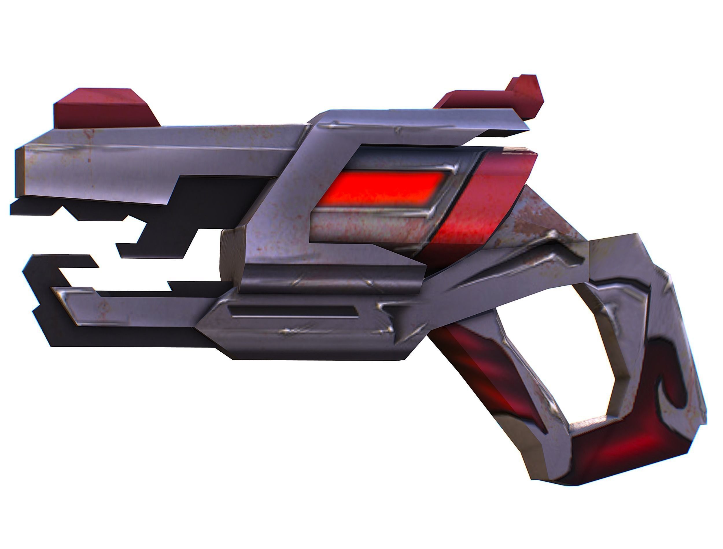 Cartoon Gun Blaster Barrel Nagan Nuff Pistol Revolver Cannon Low-poly 3D model_19