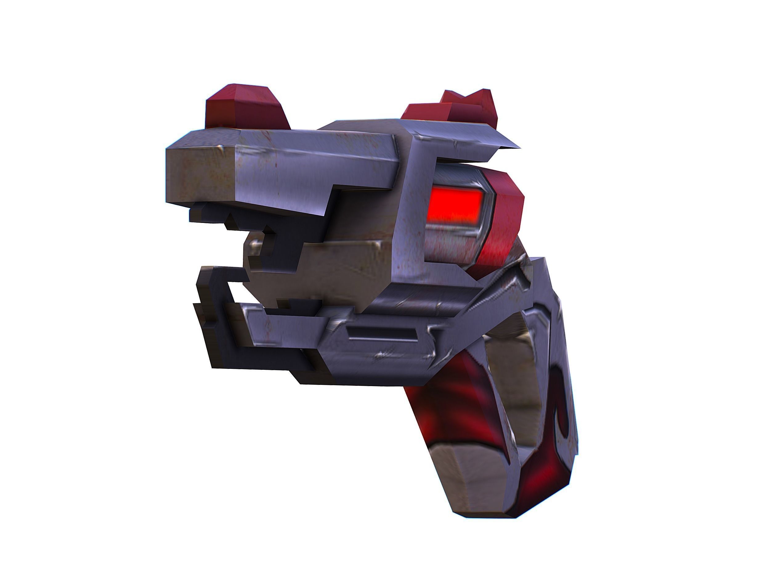 Cartoon Gun Blaster Barrel Nagan Nuff Pistol Revolver Cannon Low-poly 3D model_24