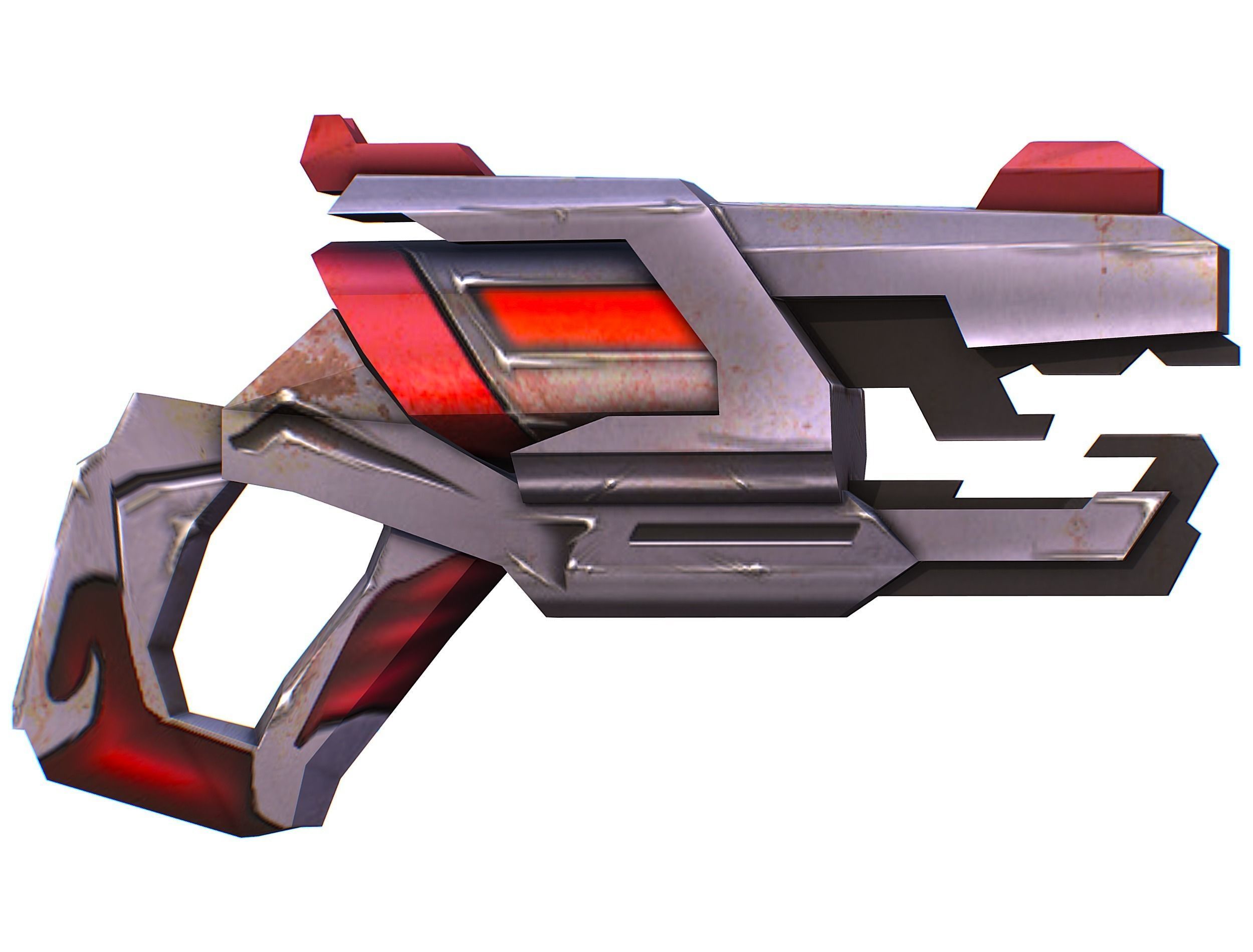 Cartoon Gun Blaster Barrel Nagan Nuff Pistol Revolver Cannon Low-poly 3D model_1