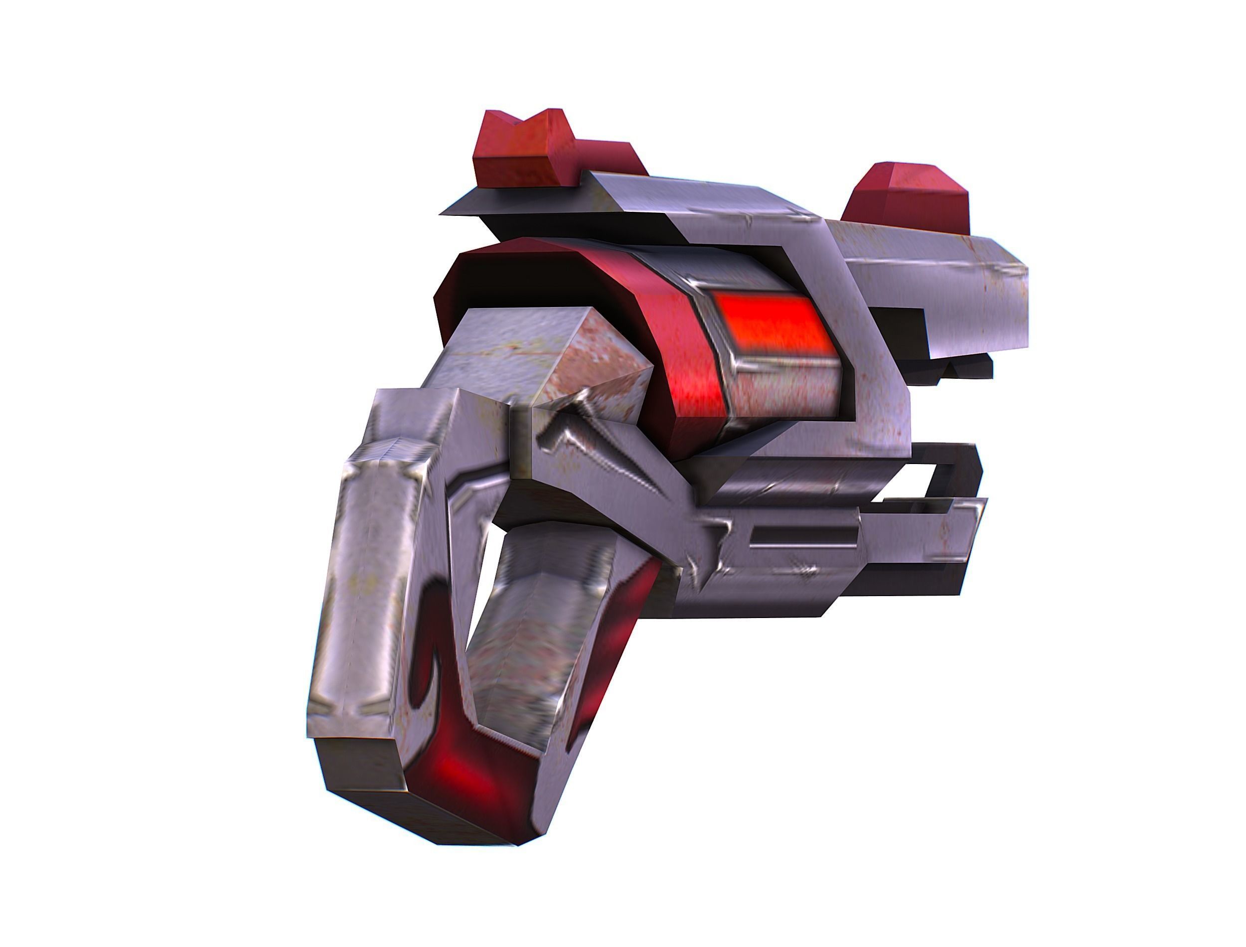 Cartoon Gun Blaster Barrel Nagan Nuff Pistol Revolver Cannon Low-poly 3D model_7