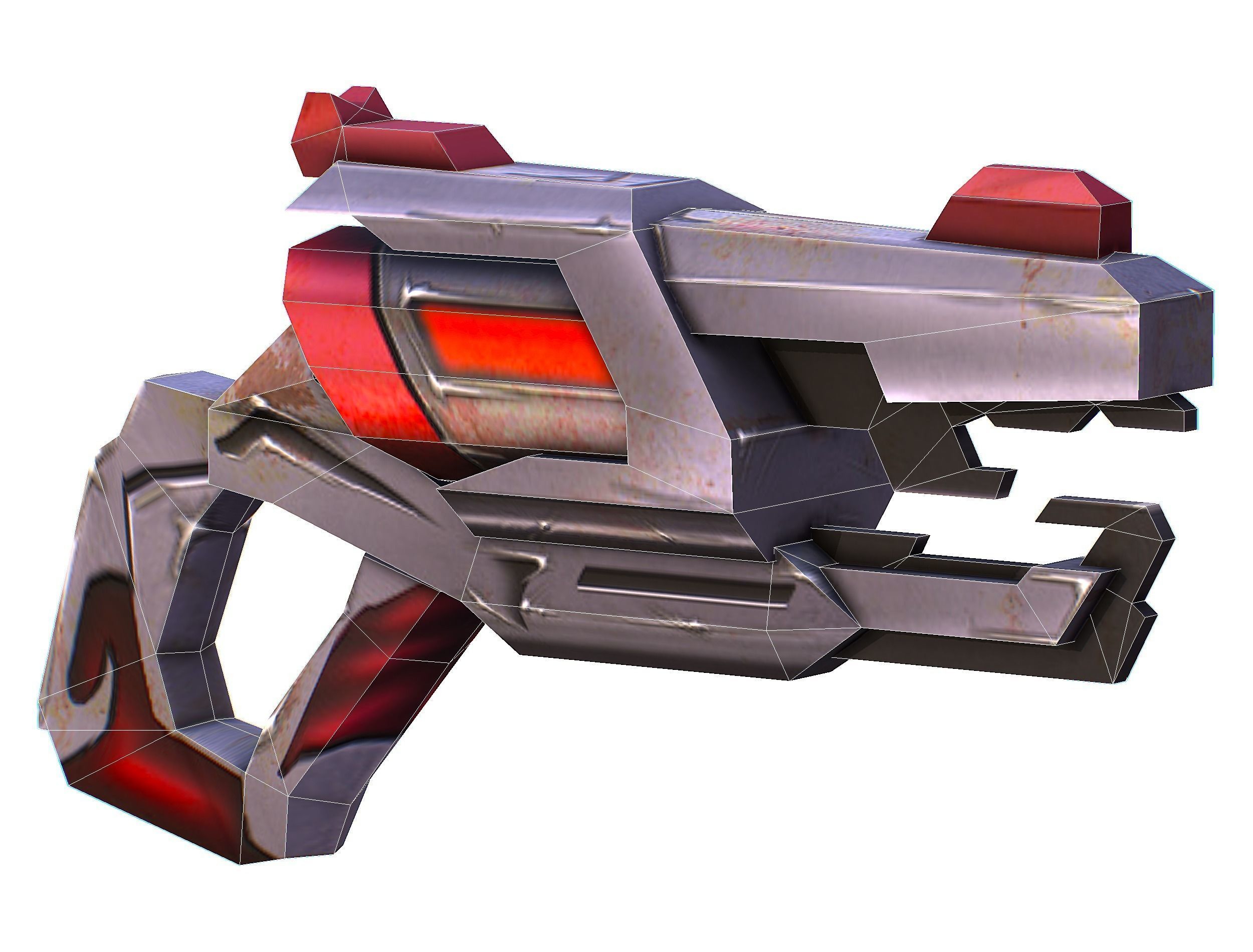 Cartoon Gun Blaster Barrel Nagan Nuff Pistol Revolver Cannon Low-poly 3D model_40