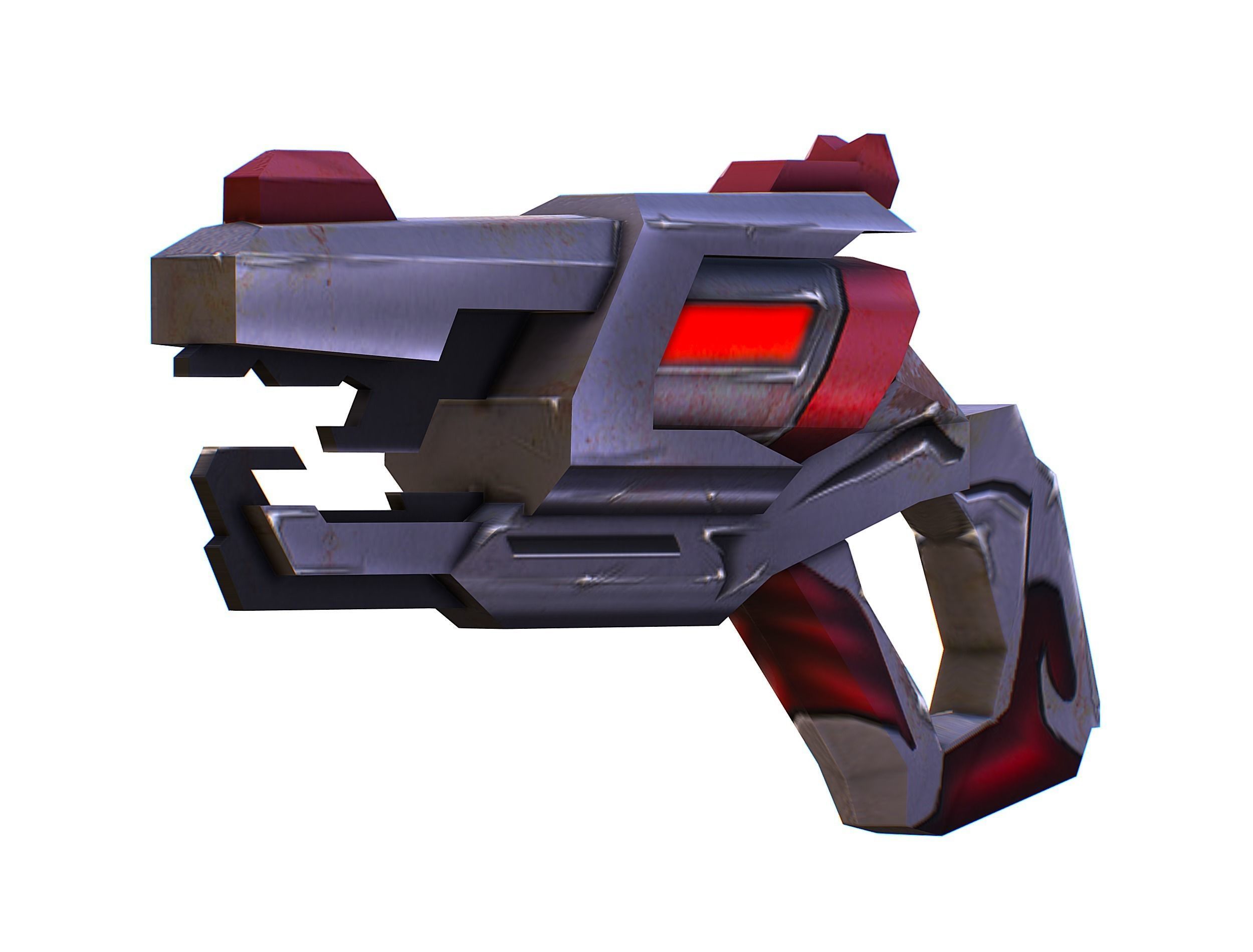 Cartoon Gun Blaster Barrel Nagan Nuff Pistol Revolver Cannon Low-poly 3D model_22