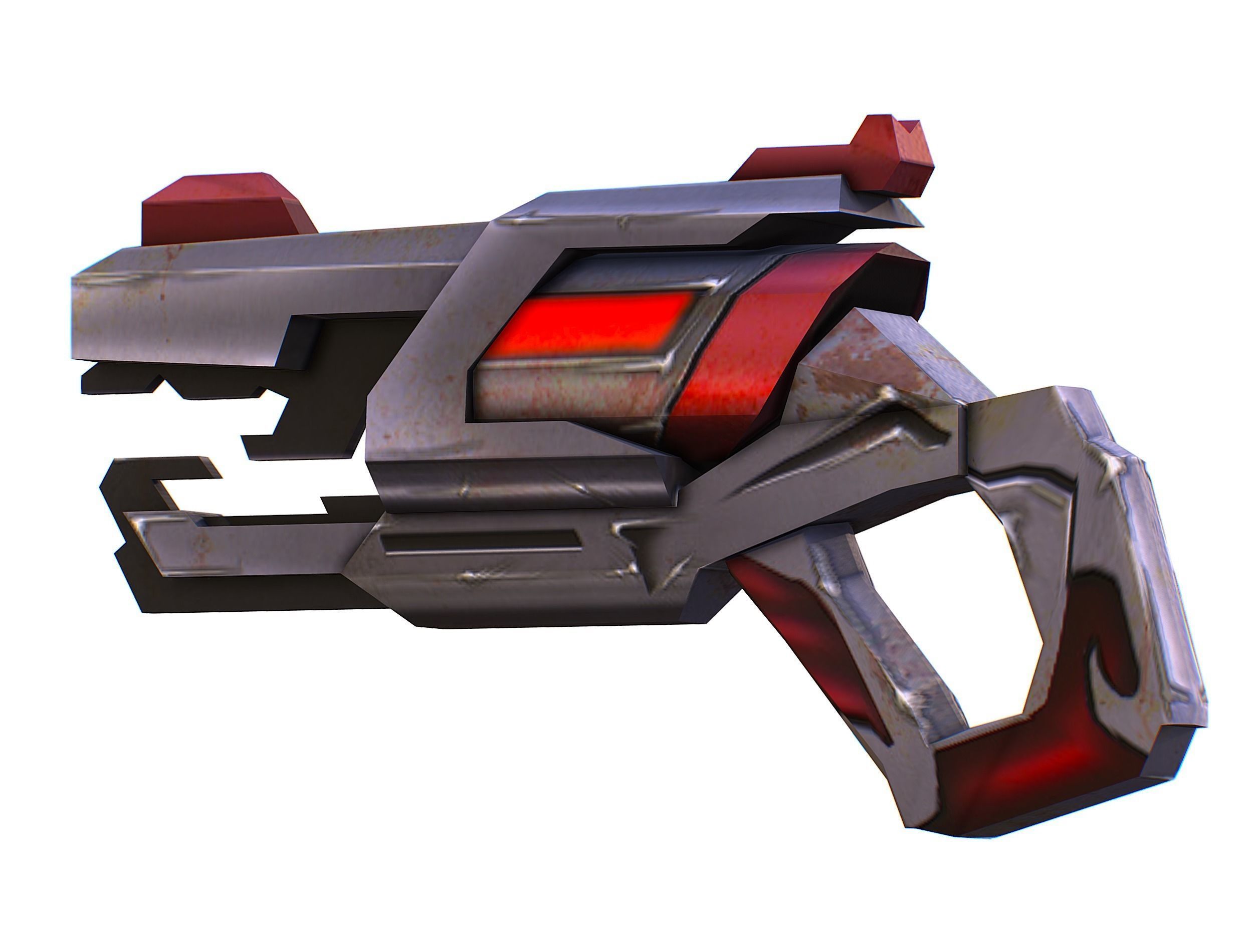 Cartoon Gun Blaster Barrel Nagan Nuff Pistol Revolver Cannon Low-poly 3D model_16