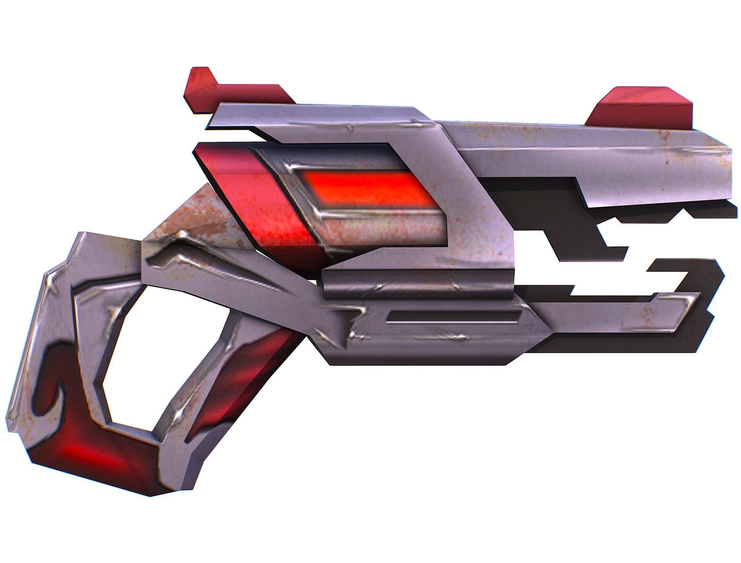 Cartoon Gun Blaster Barrel Nagan Nuff Pistol Revolver Cannon Low-poly 3D model_2