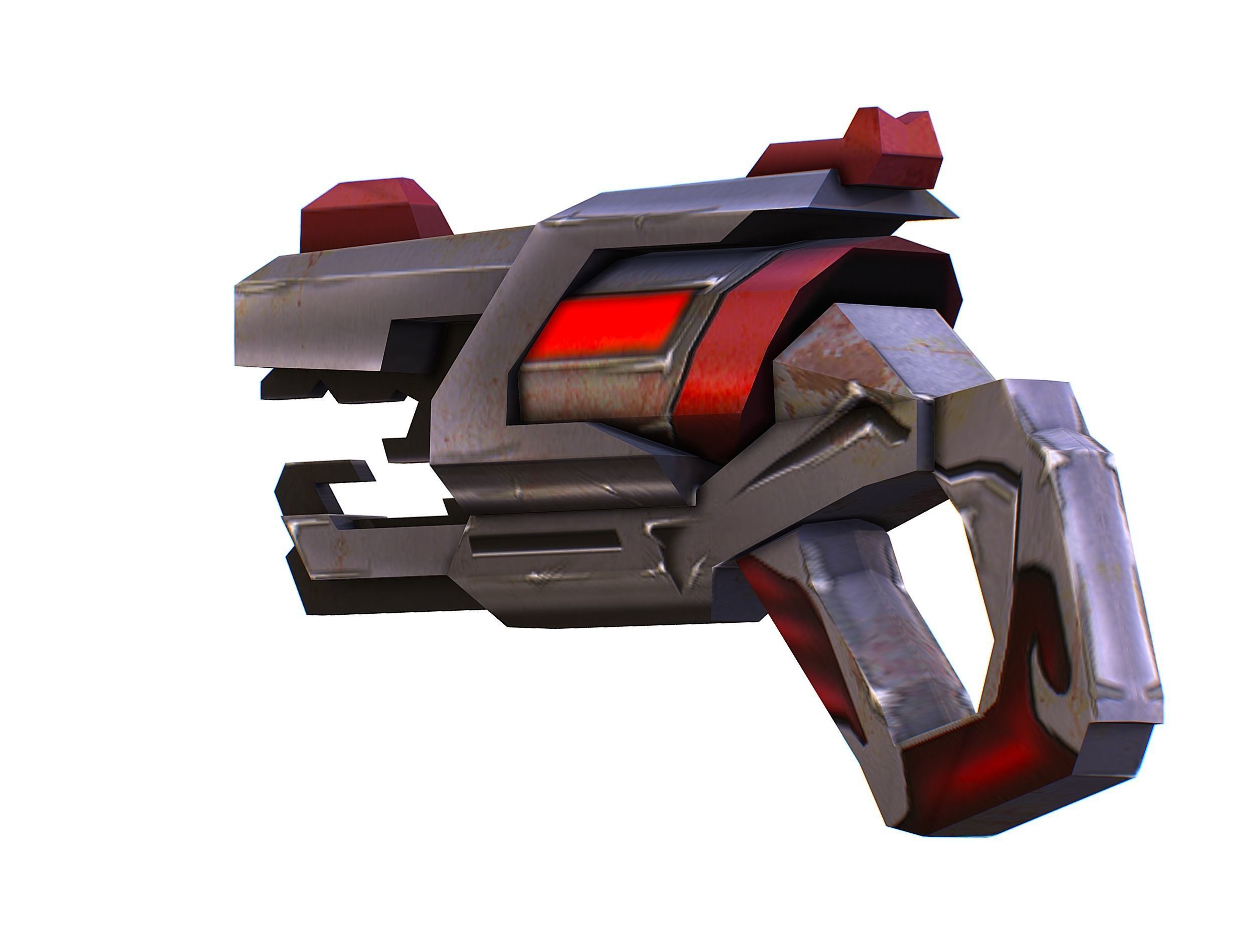 Cartoon Gun Blaster Barrel Nagan Nuff Pistol Revolver Cannon Low-poly 3D model_14