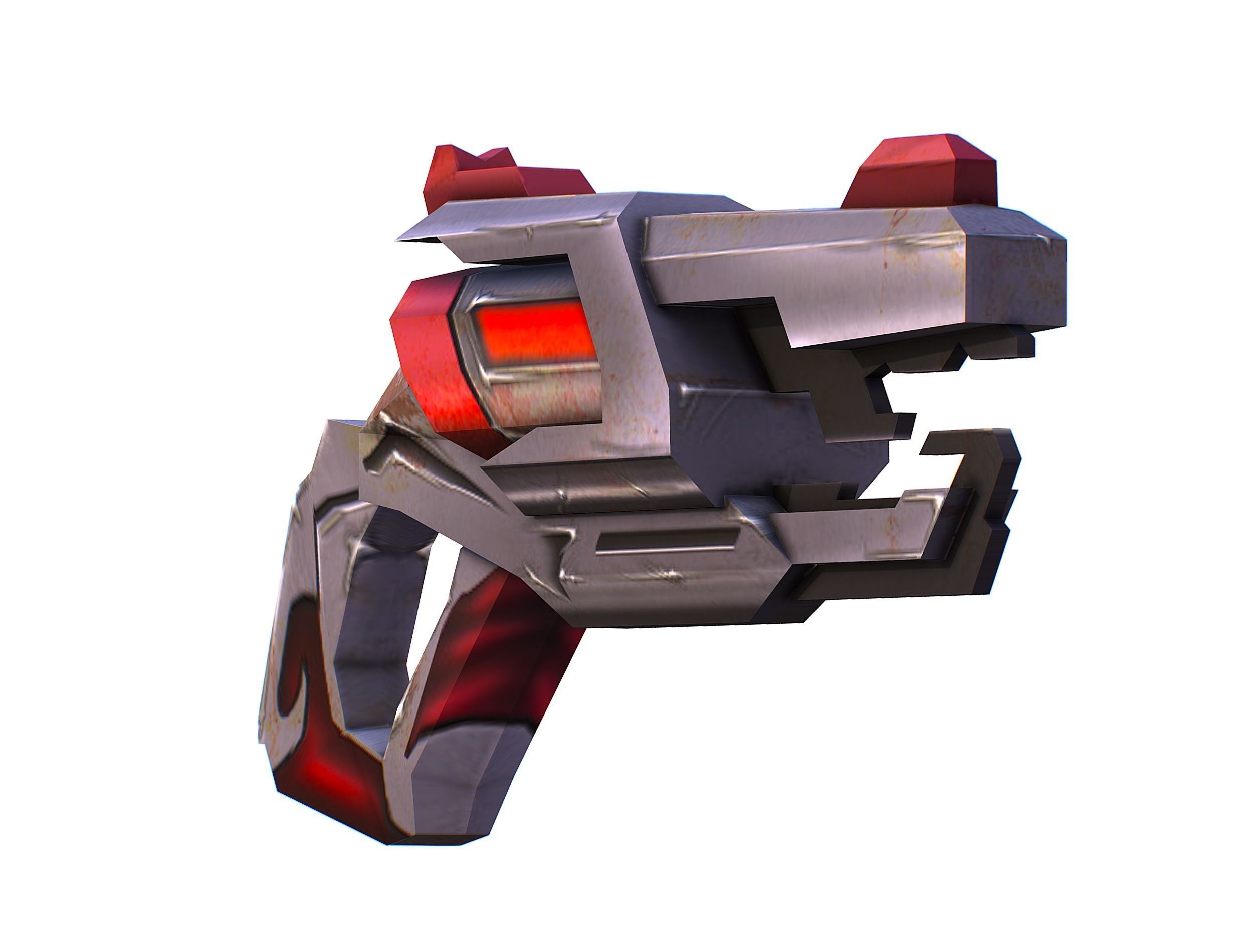 Cartoon Gun Blaster Barrel Nagan Nuff Pistol Revolver Cannon Low-poly 3D model_30