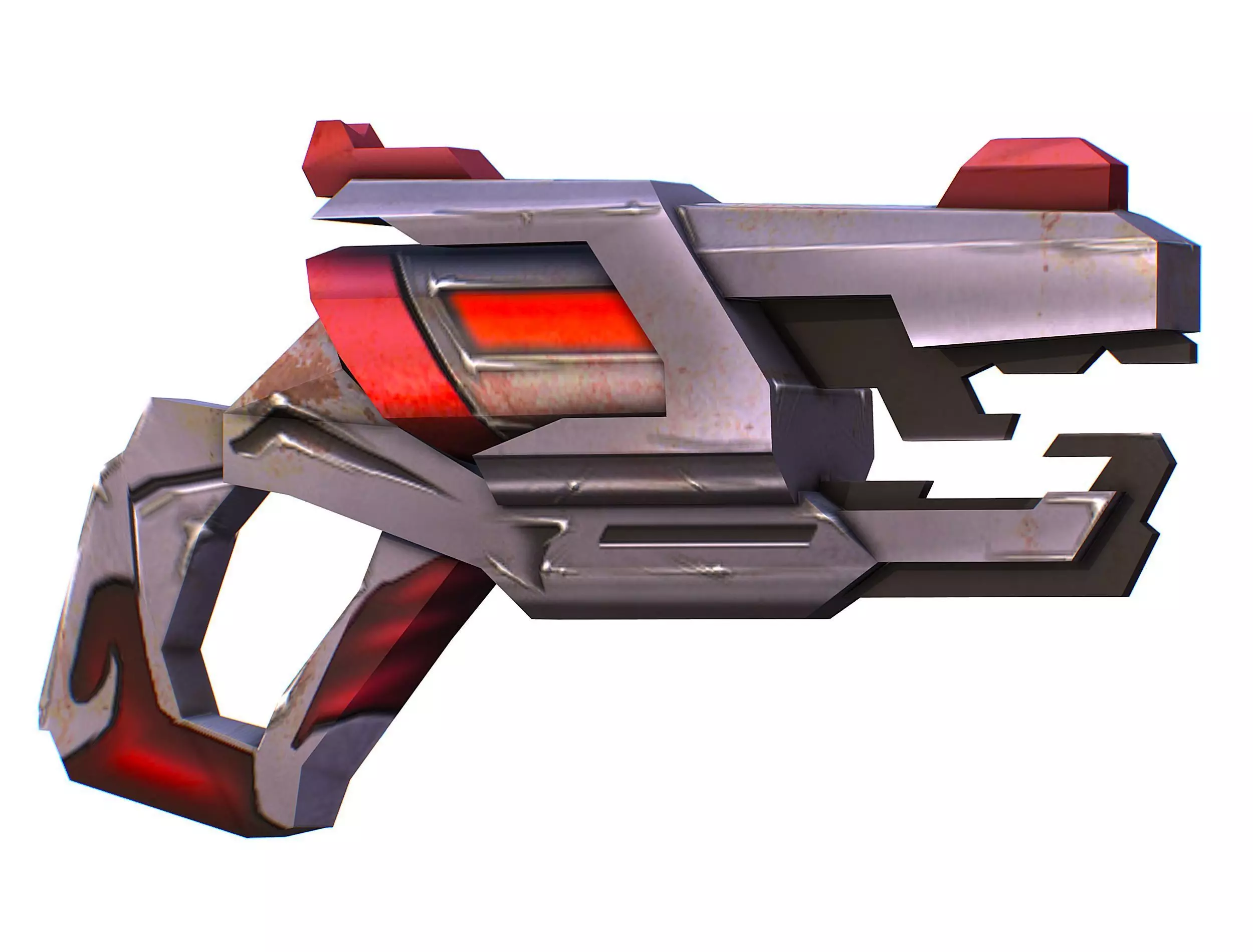 Cartoon Gun Blaster Barrel Nagan Nuff Pistol Revolver Cannon Low-poly 3D model_0