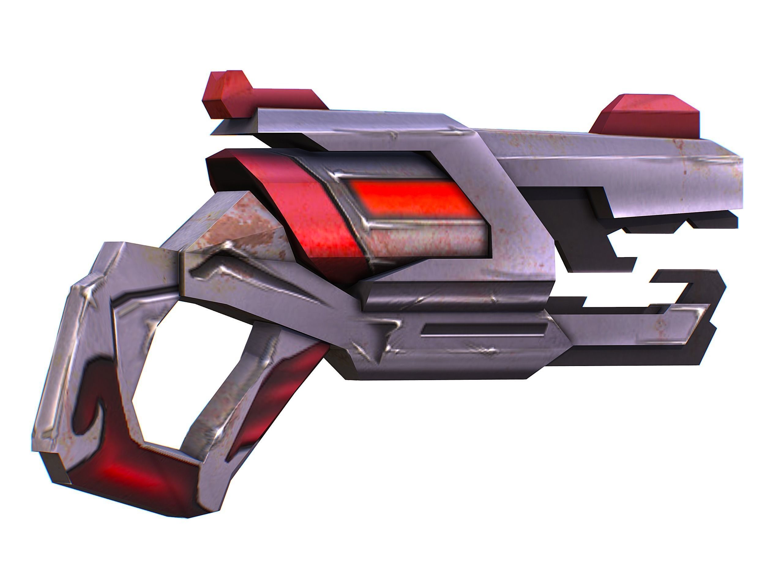 Cartoon Gun Blaster Barrel Nagan Nuff Pistol Revolver Cannon Low-poly 3D model_4