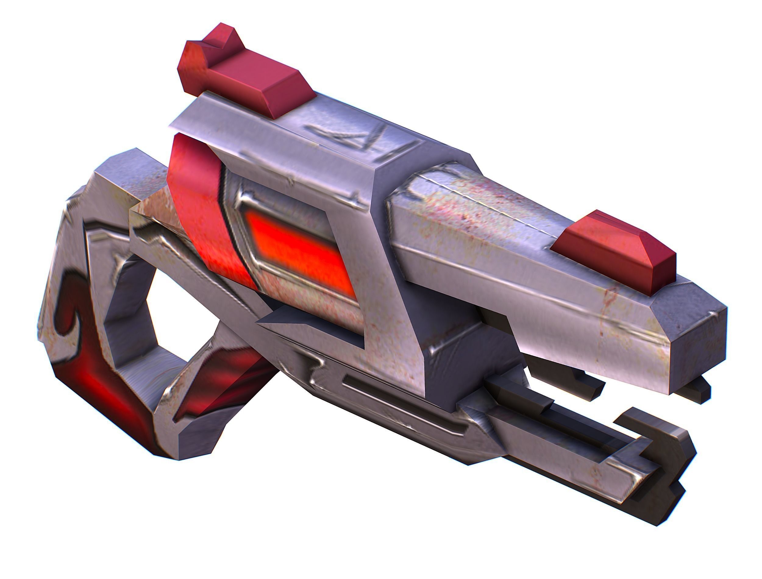 Cartoon Gun Blaster Barrel Nagan Nuff Pistol Revolver Cannon Low-poly 3D model_32