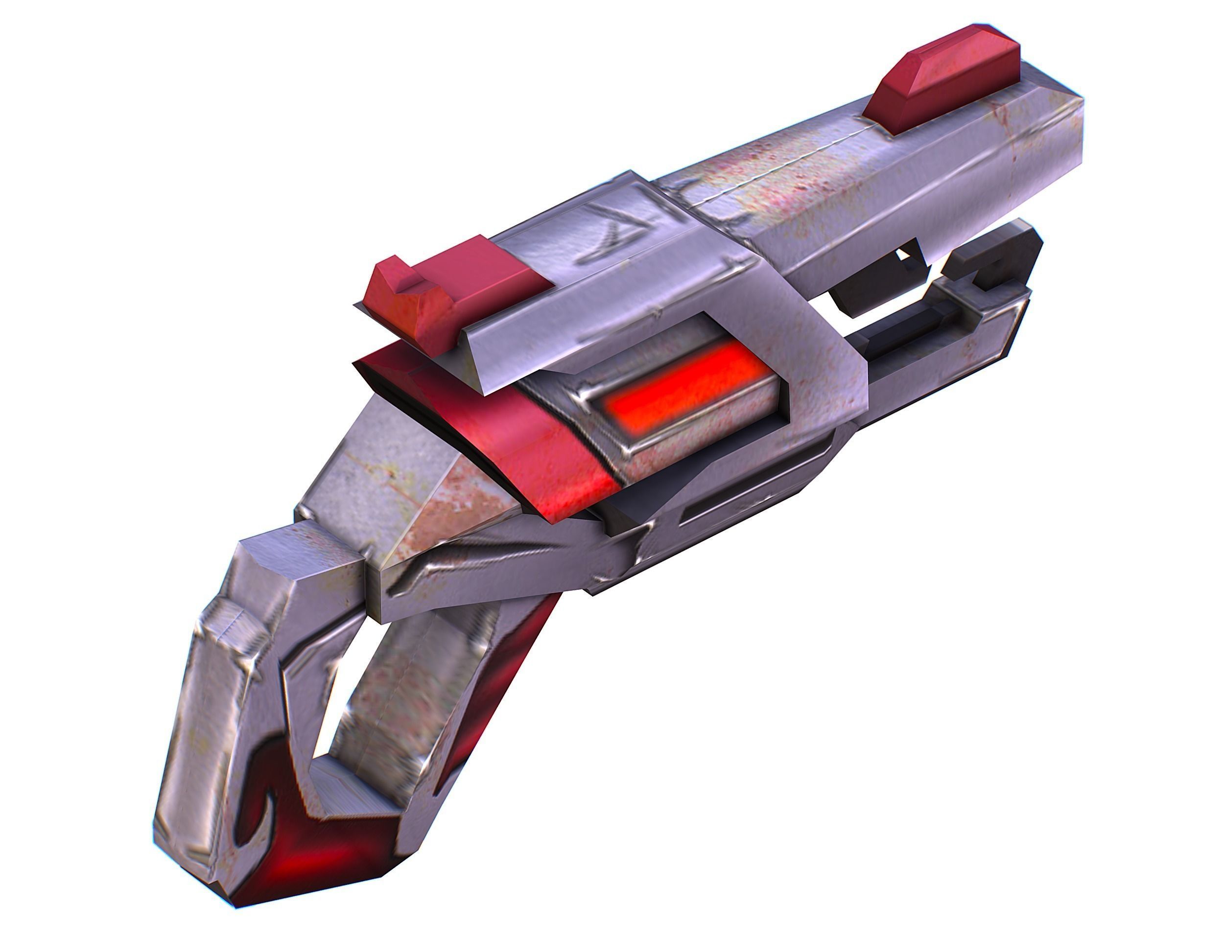 Cartoon Gun Blaster Barrel Nagan Nuff Pistol Revolver Cannon Low-poly 3D model_35