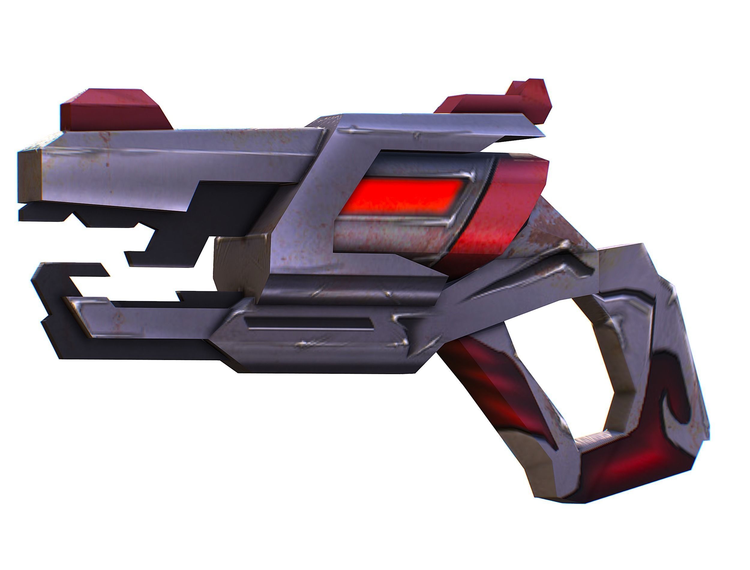 Cartoon Gun Blaster Barrel Nagan Nuff Pistol Revolver Cannon Low-poly 3D model_20